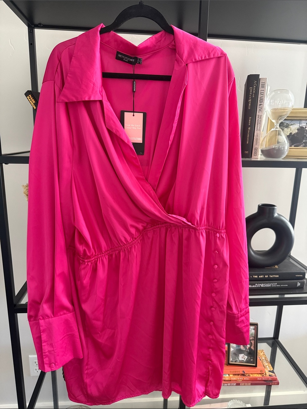 PrettyLittleThing Hot Pink Wrap Dress
